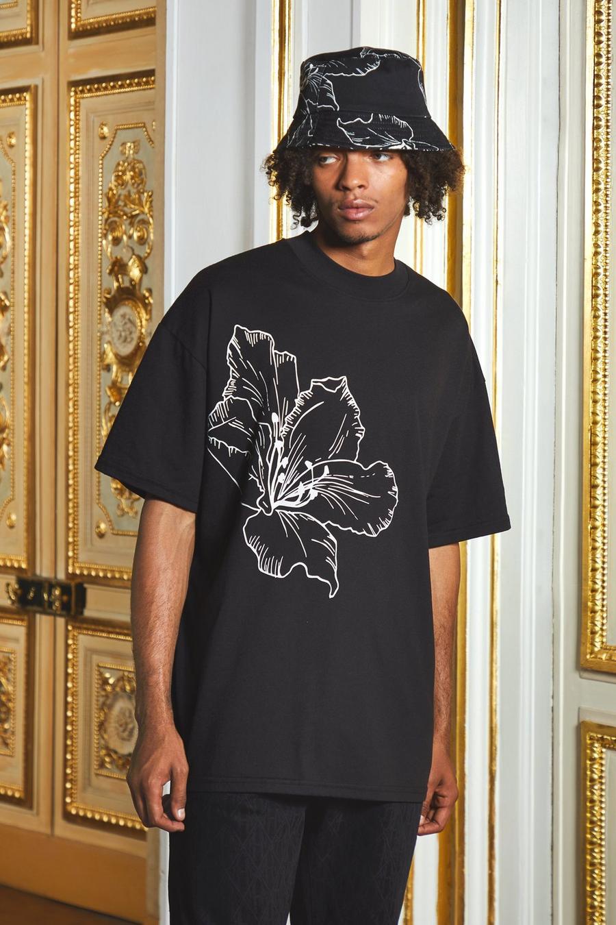 Florales Oversize Man T-Shirt, Black image number 1