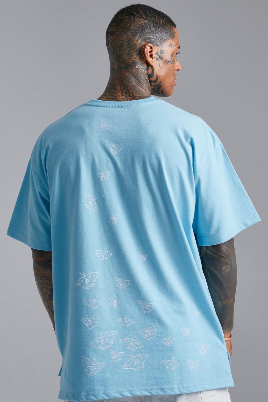 T-shirt à imprimé papillon - MAN, Light blue bleu