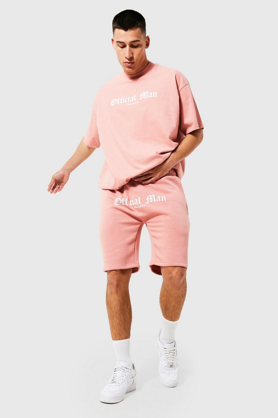 Pink Official Man Oversized Tee Short Set image number 1