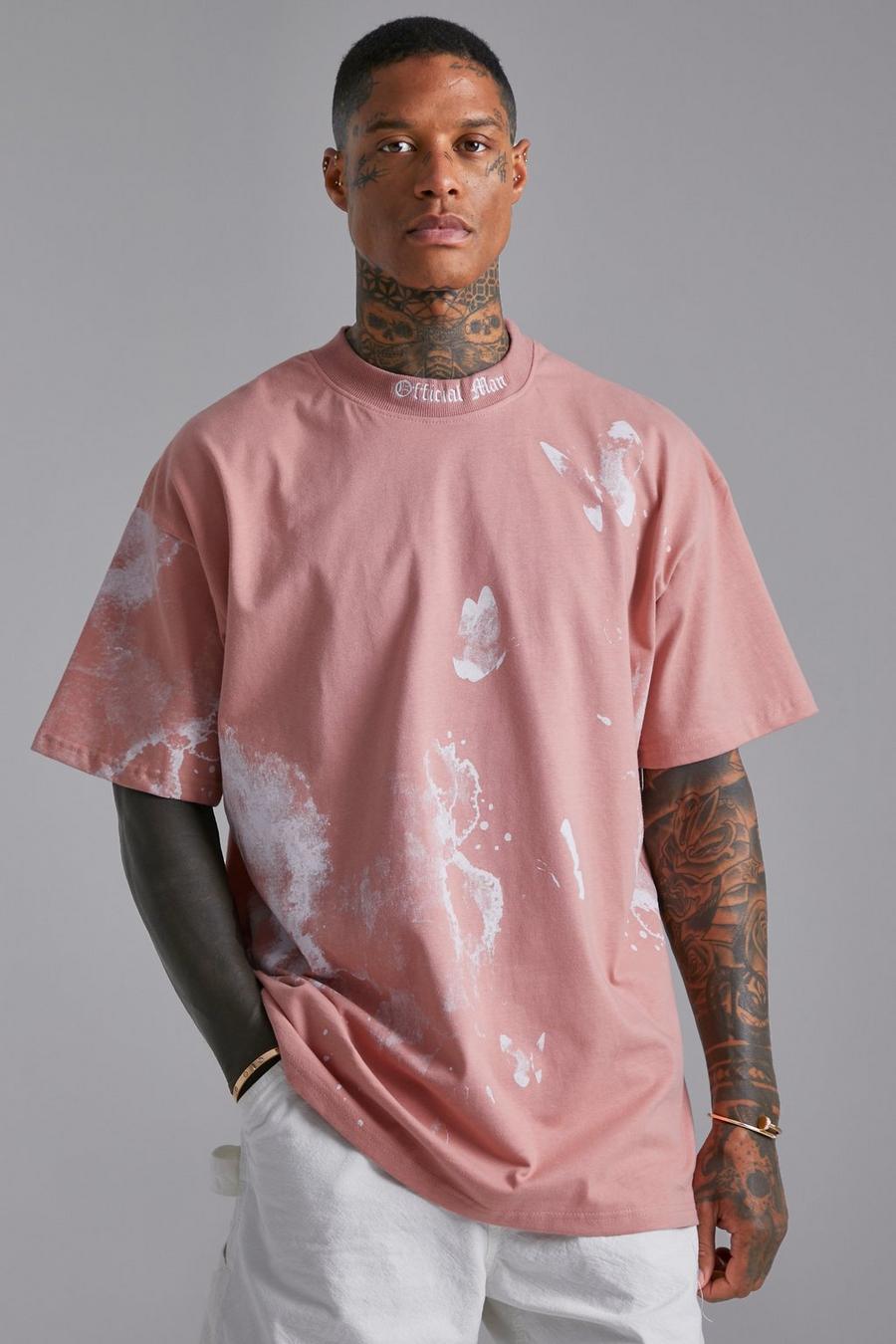 Official Man Print Oversized T-shirt, Pink rosa