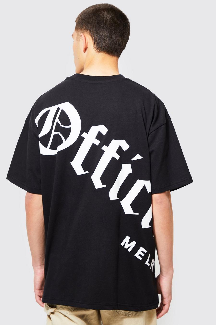 Black Official Man Silicone Print Oversized T-shirt
