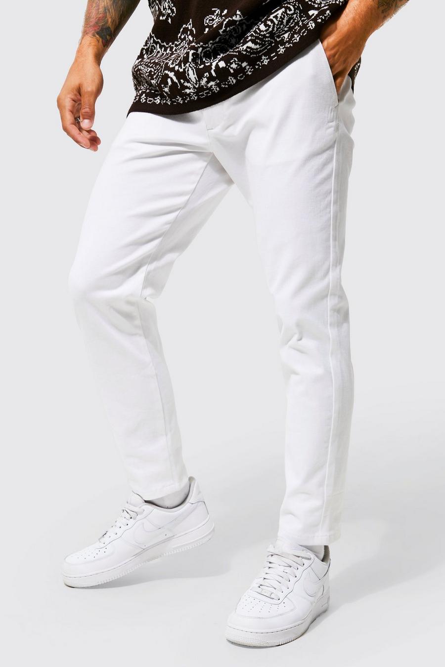 White Fixed Waist Skinny Fit Cropped Chino Trouser image number 1