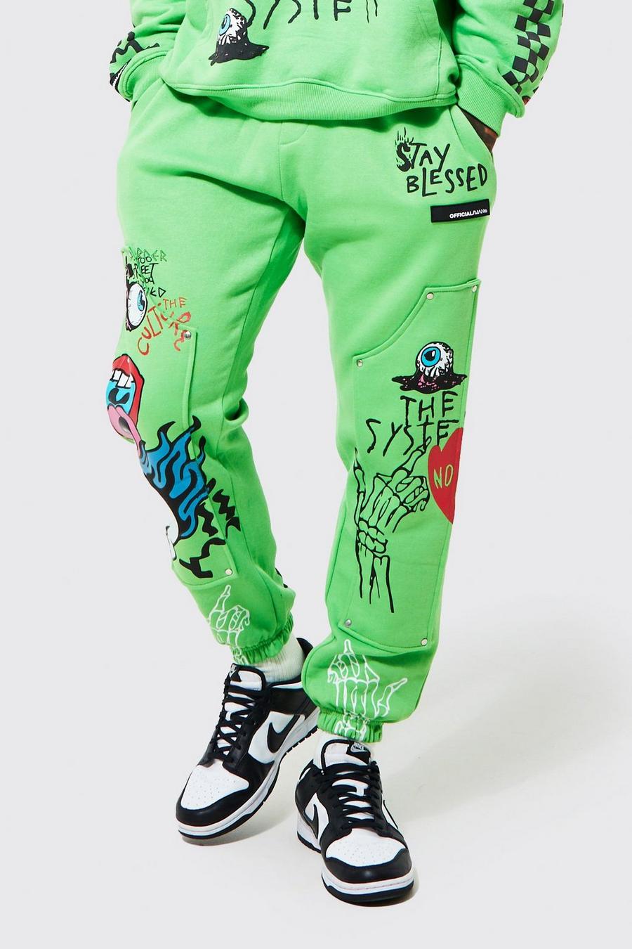 Pantaloni tuta Regular Fit stile Graffiti con toppe da lavoro