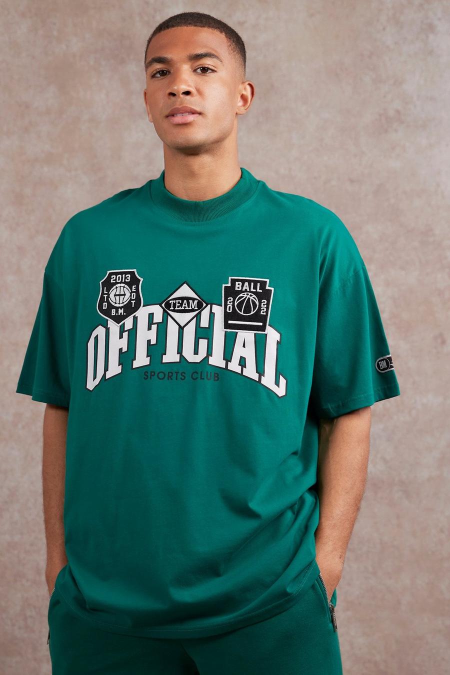 Green Oversized Applique Extended Neck T-shirt