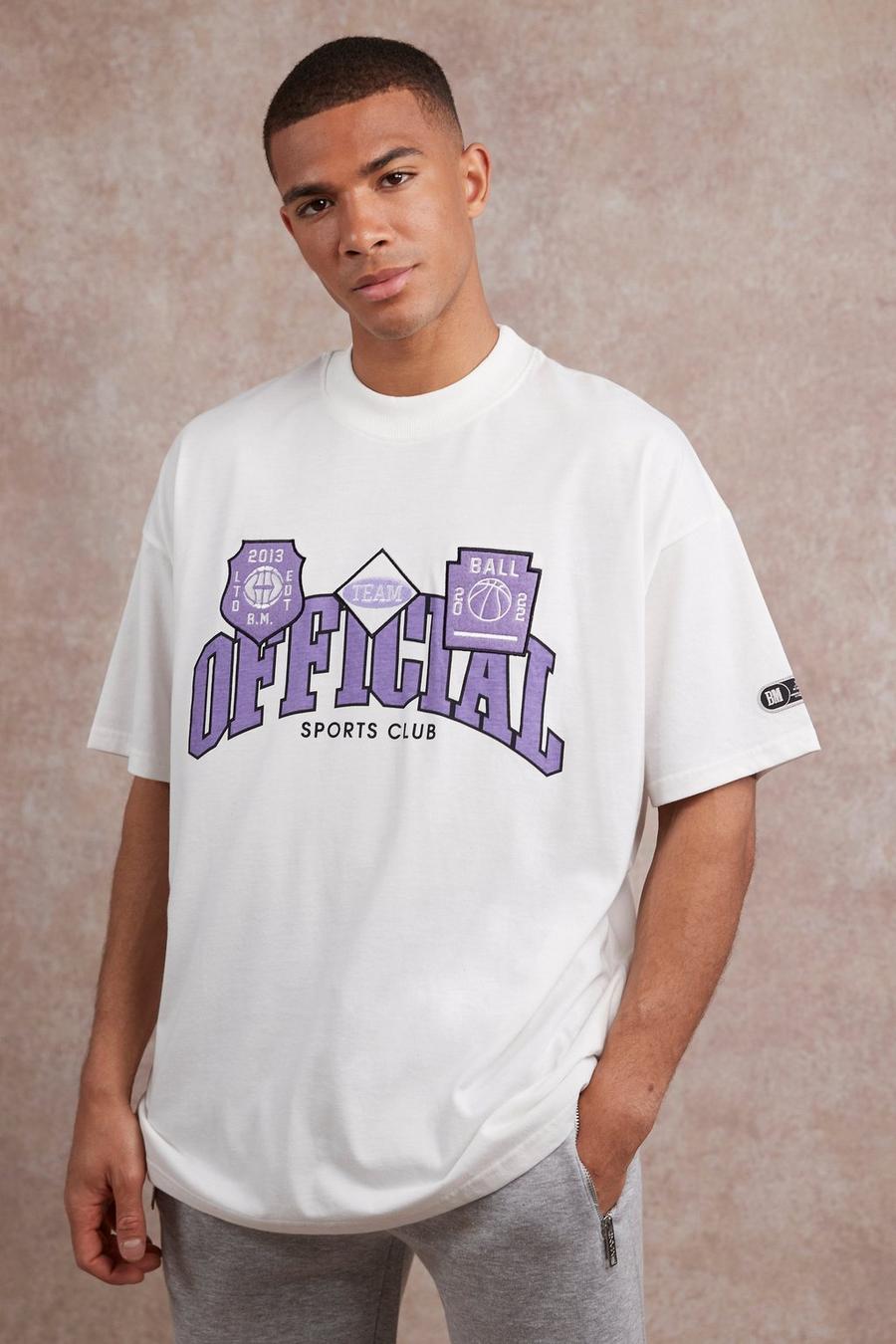 Ecru Oversized Applique Extended Neck T-shirt image number 1