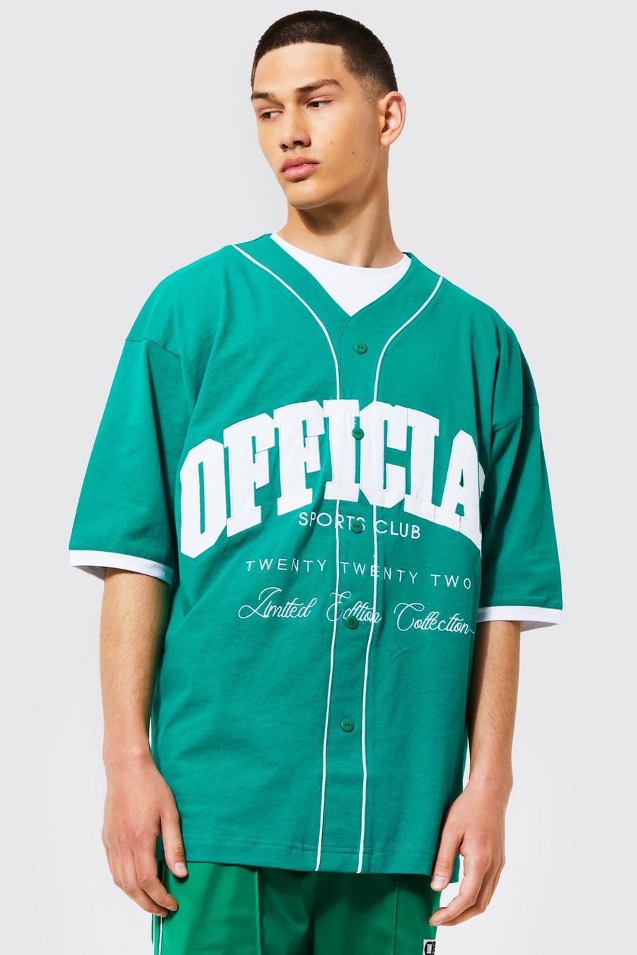 Green grön Official Baseballtopp med märken image number 1