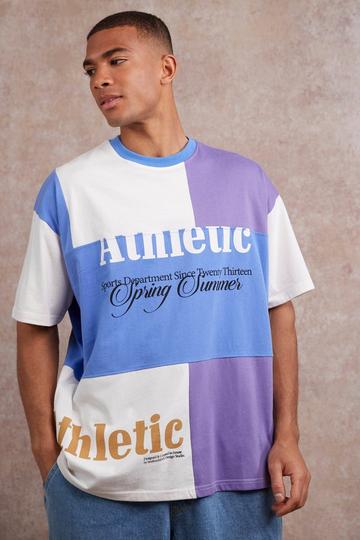 Oversized Graphic Patchwork T-shirt blue