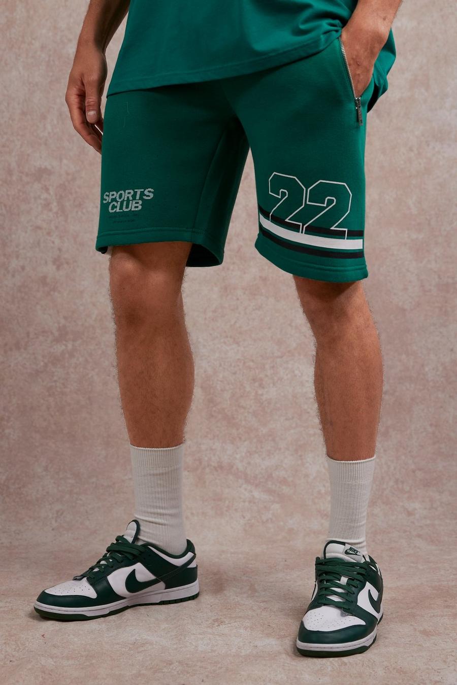 Green Jersey Baggy Varsity Shorts image number 1