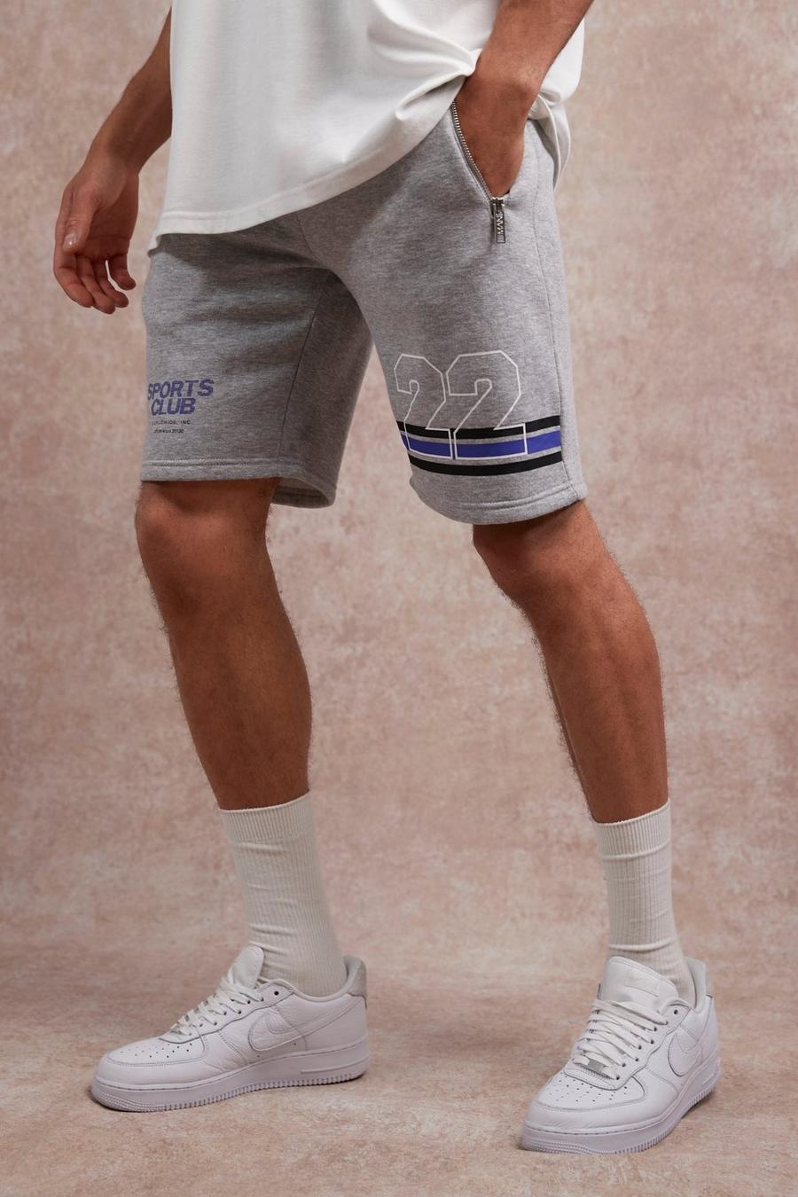 Grey marl Regular Fit Varsity Jersey Shorts