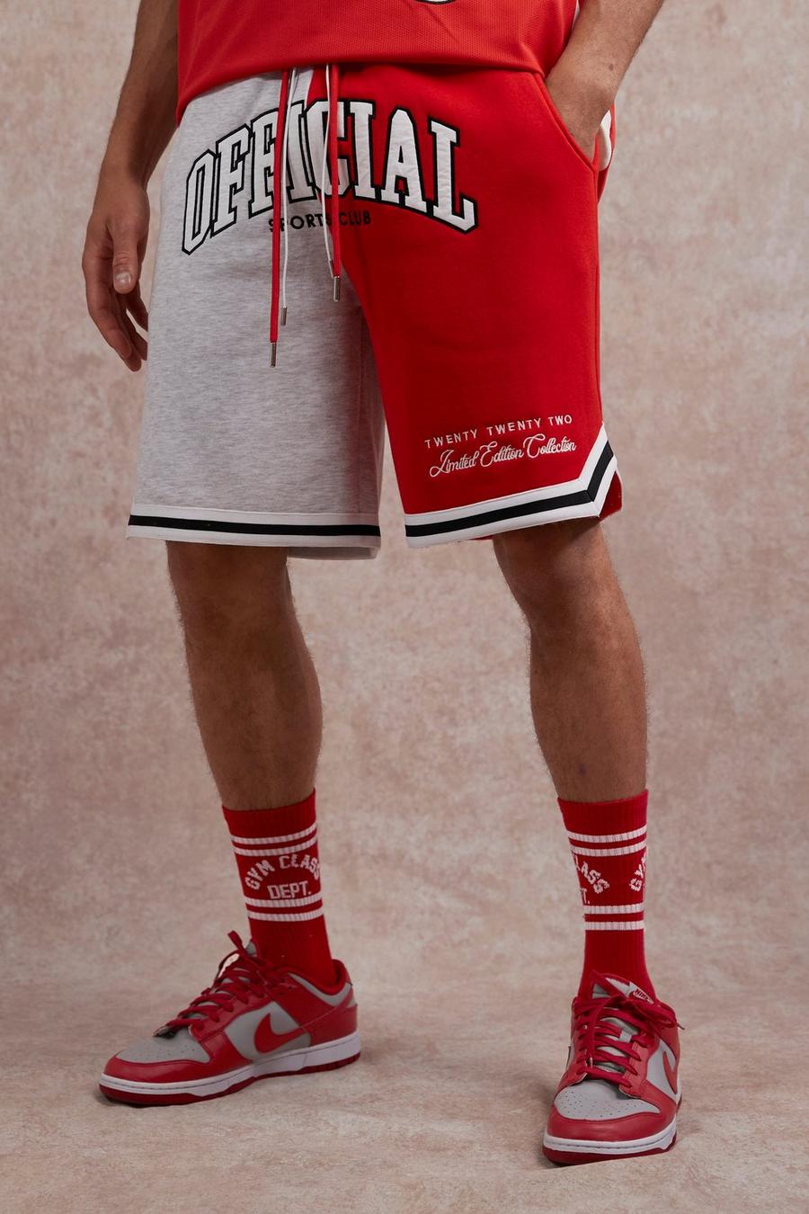 Red Official Spliced Basketball Jersey Shorts image number 1