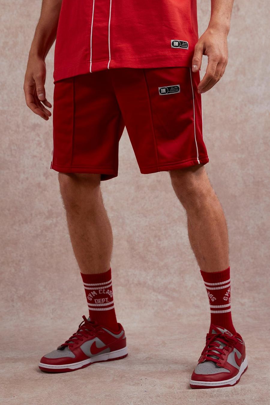 Pantalón corto holgado de tejido por urdimbre con estampado Gym Class, Red rojo image number 1