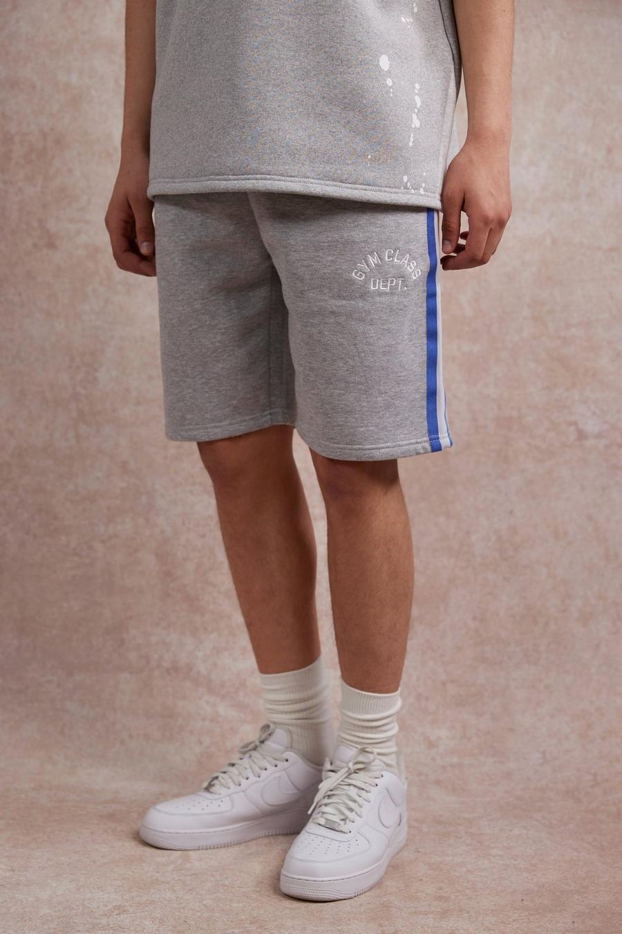 Lockere Shorts mit Gym Class Streifen, Grey marl gris image number 1