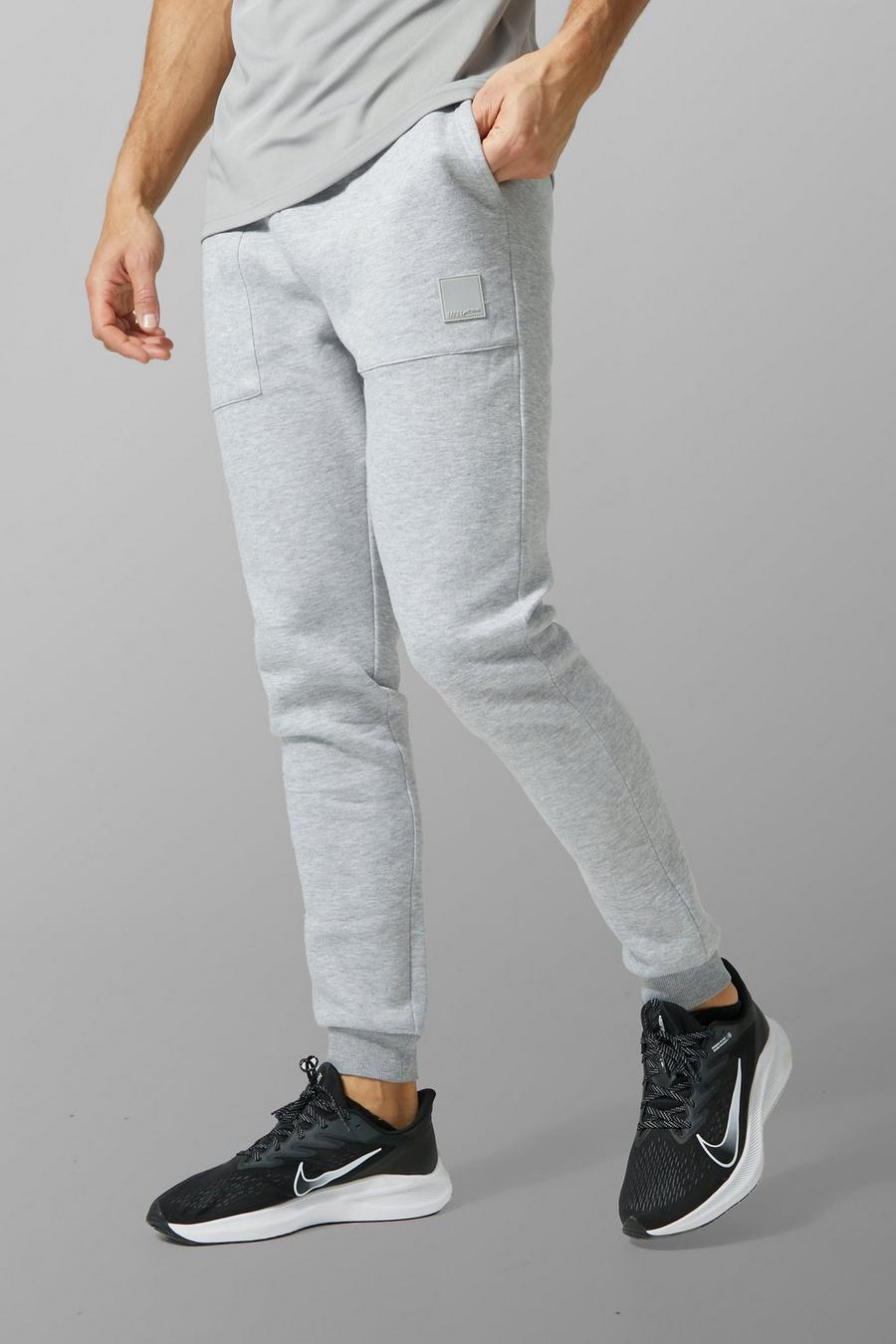 Pantaloni tuta Tall Man Active Gym con dettagli su una tasca, Grey marl grigio