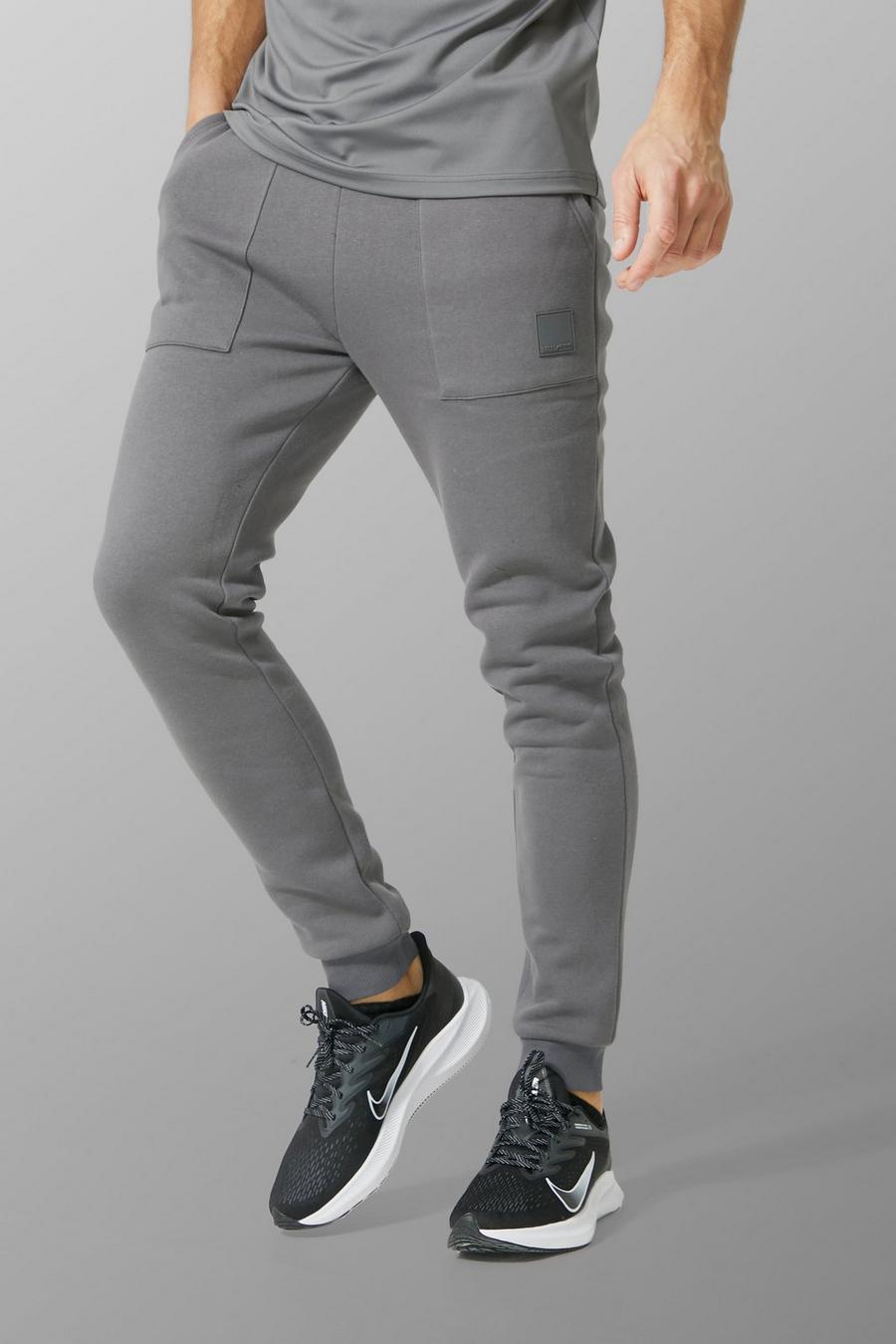 Pantaloni tuta Tall Man Active Gym con dettagli su una tasca, Charcoal grigio