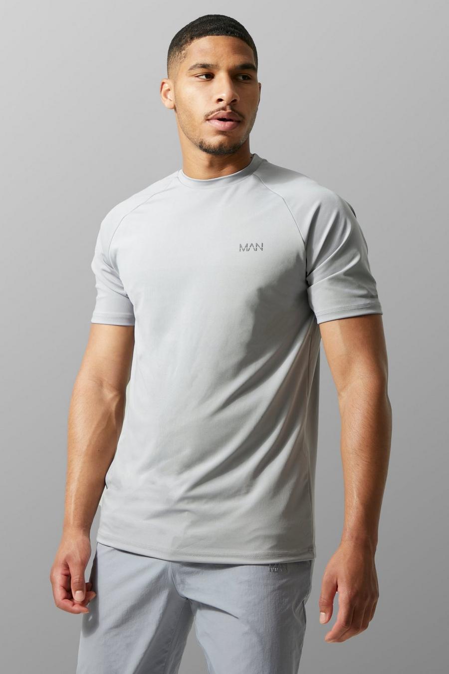 Grey gris Tall Man Active Raglan Fitness T-Shirt