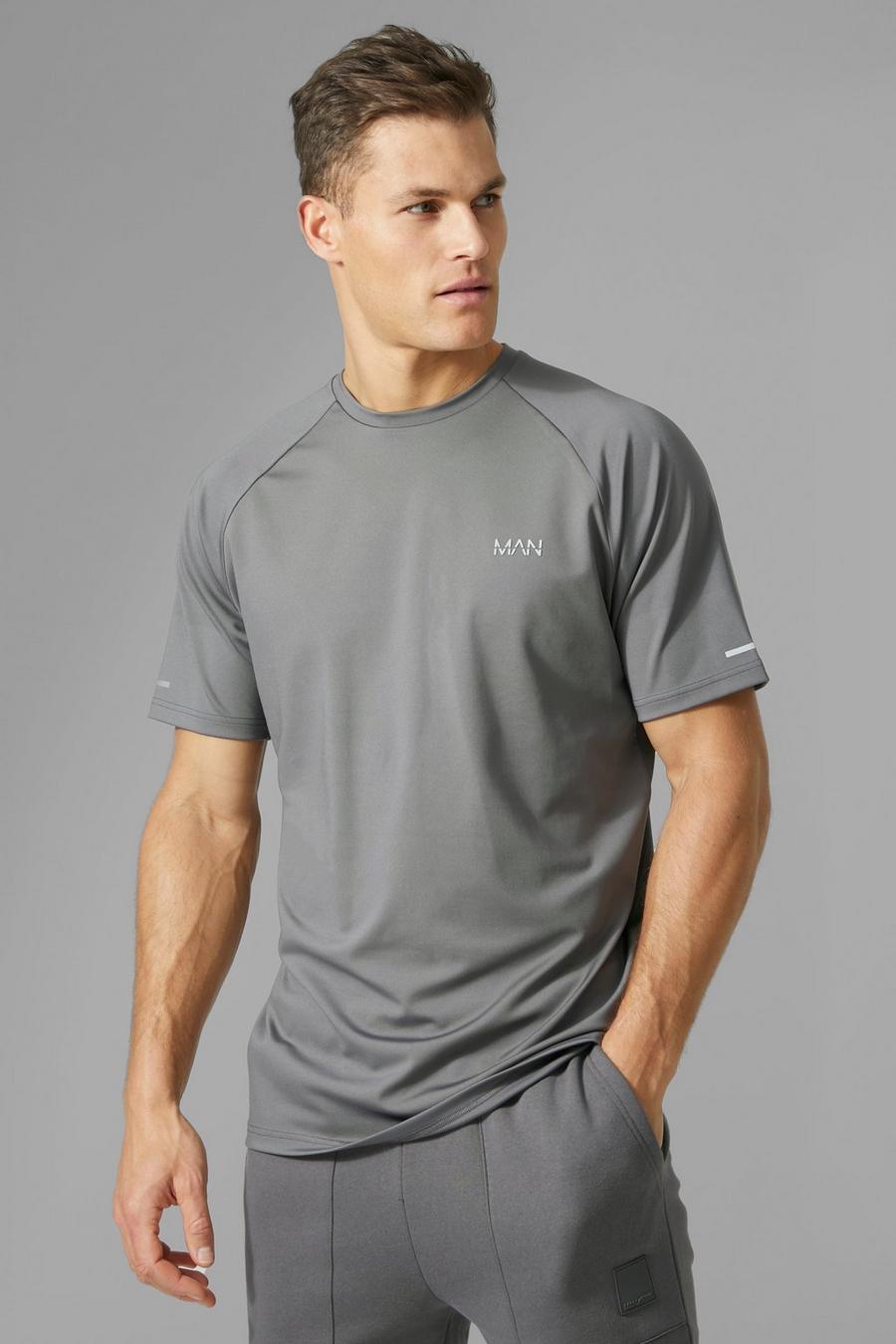 Tall - T-shirt de sport à manches raglan - MAN Active, Charcoal grey