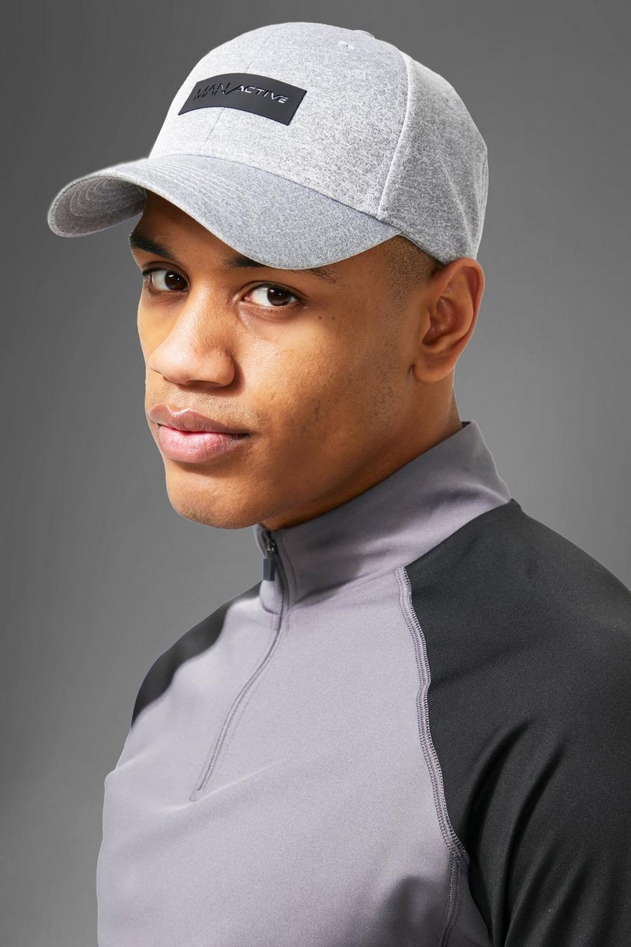 Grey marl Man Active Jersey Cap With Rubber Tab image number 1