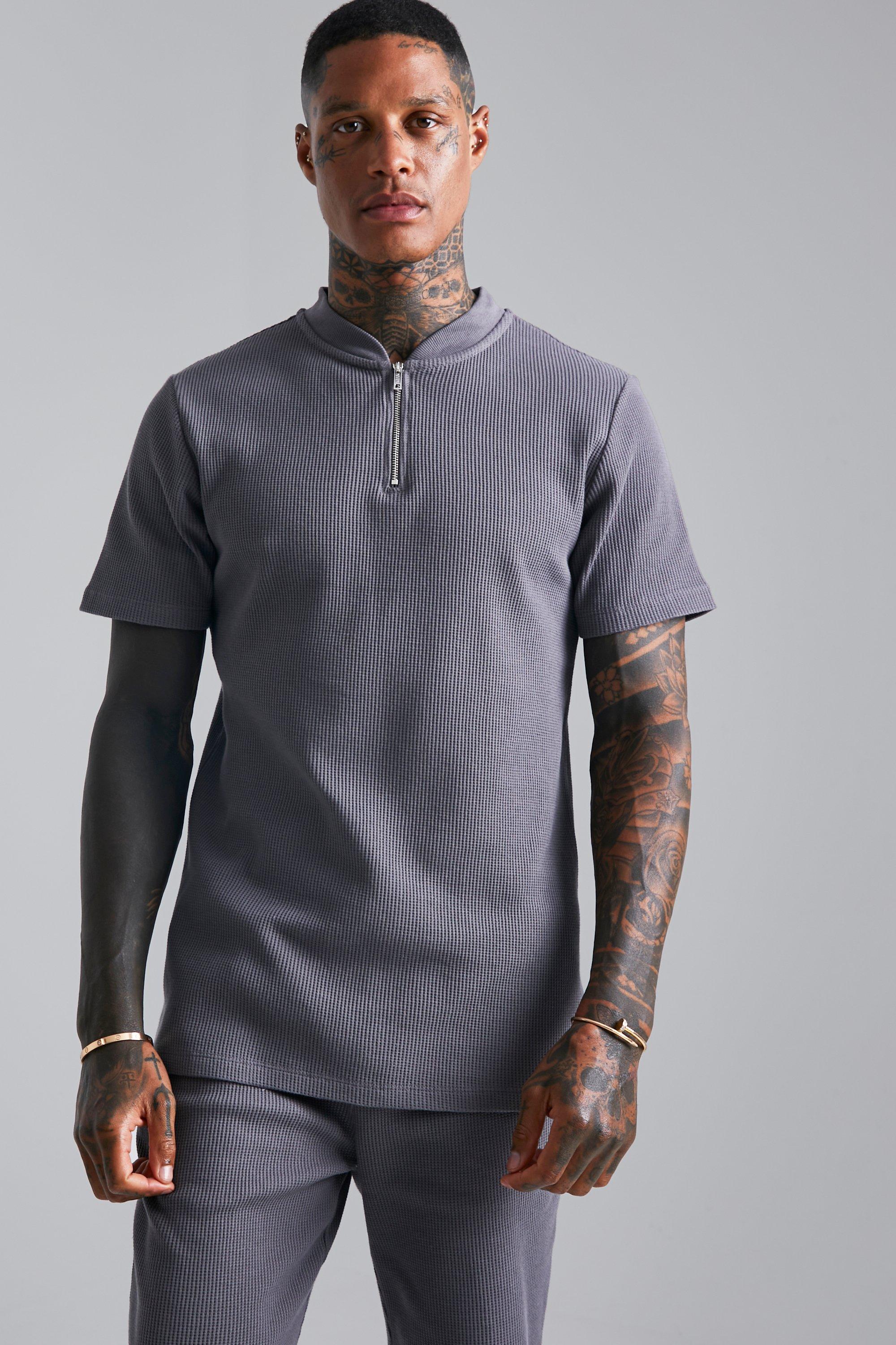 Collarless polo hot sale