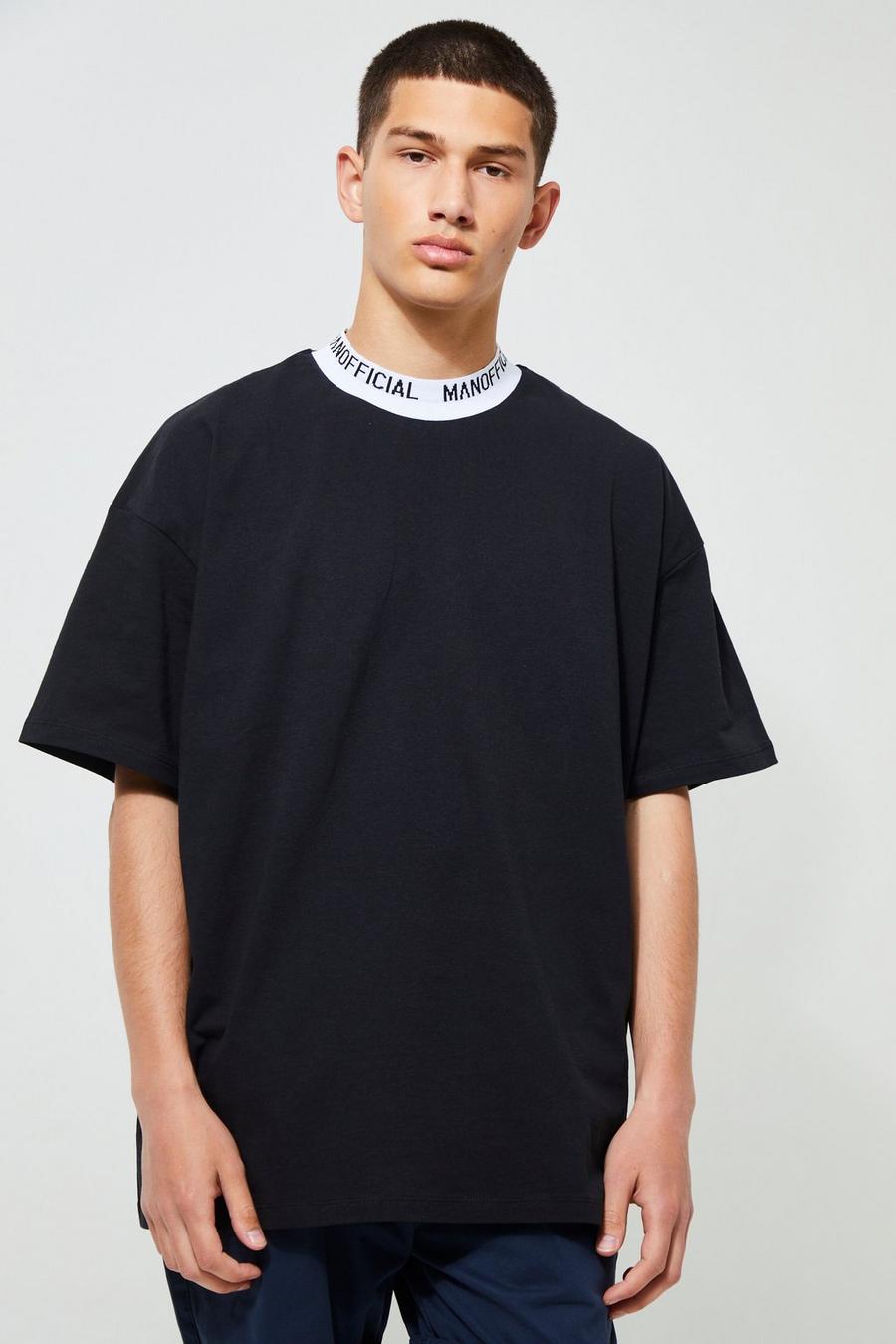 Black Oversized Official Man Rib T-shirt  image number 1