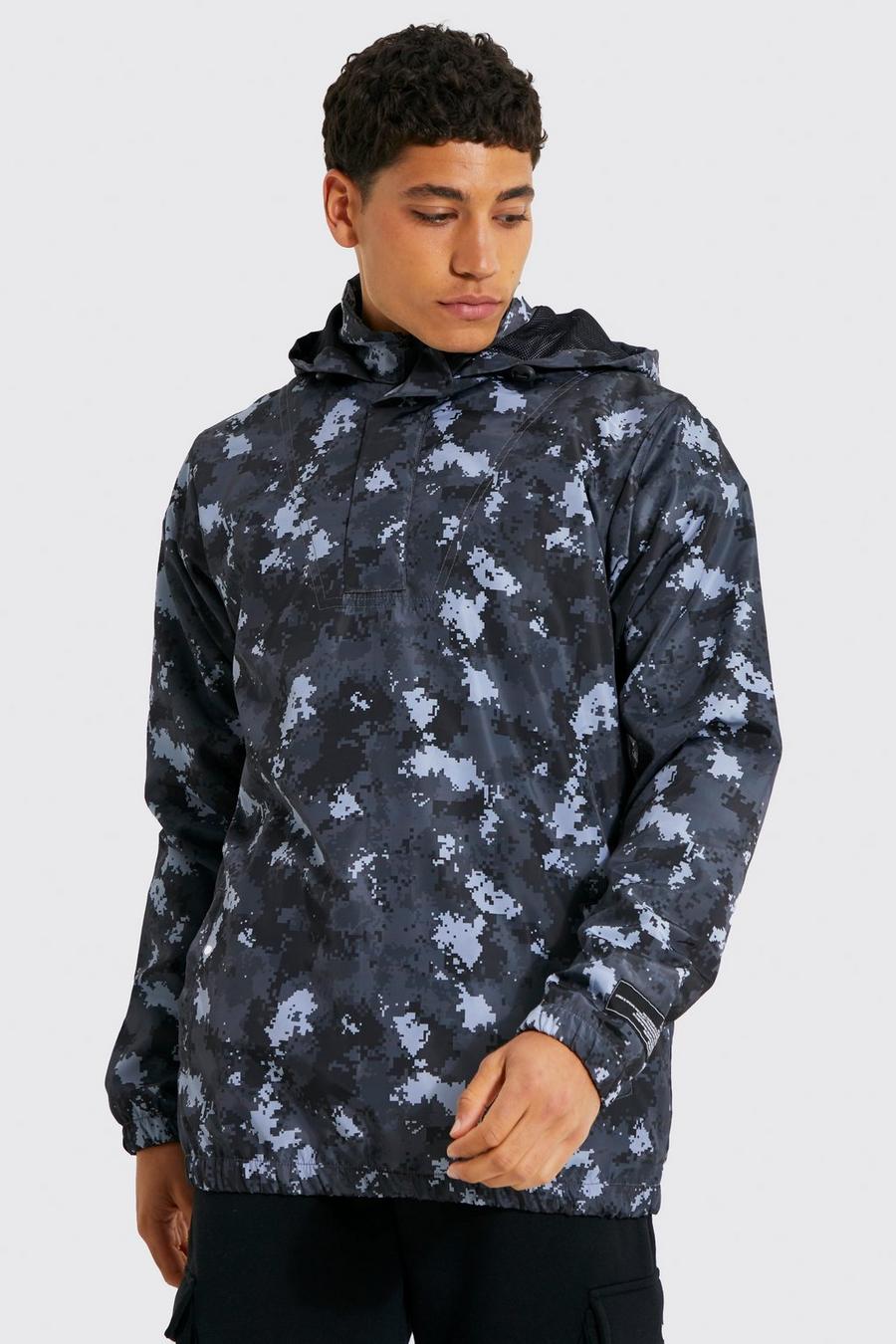 Grey gris Over The Head Camo Shell Windbreaker image number 1