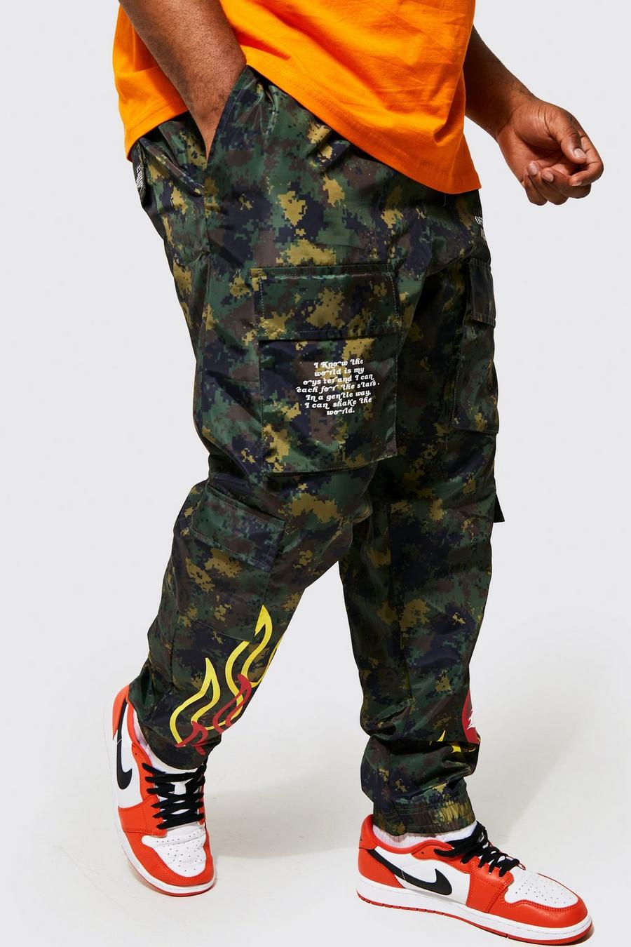 Khaki Plus Camo Shell Cargo Jogger With Print image number 1