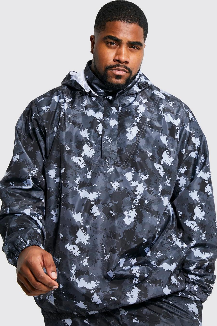 Grey Plus Over The Head Camo Shell Windbreaker image number 1