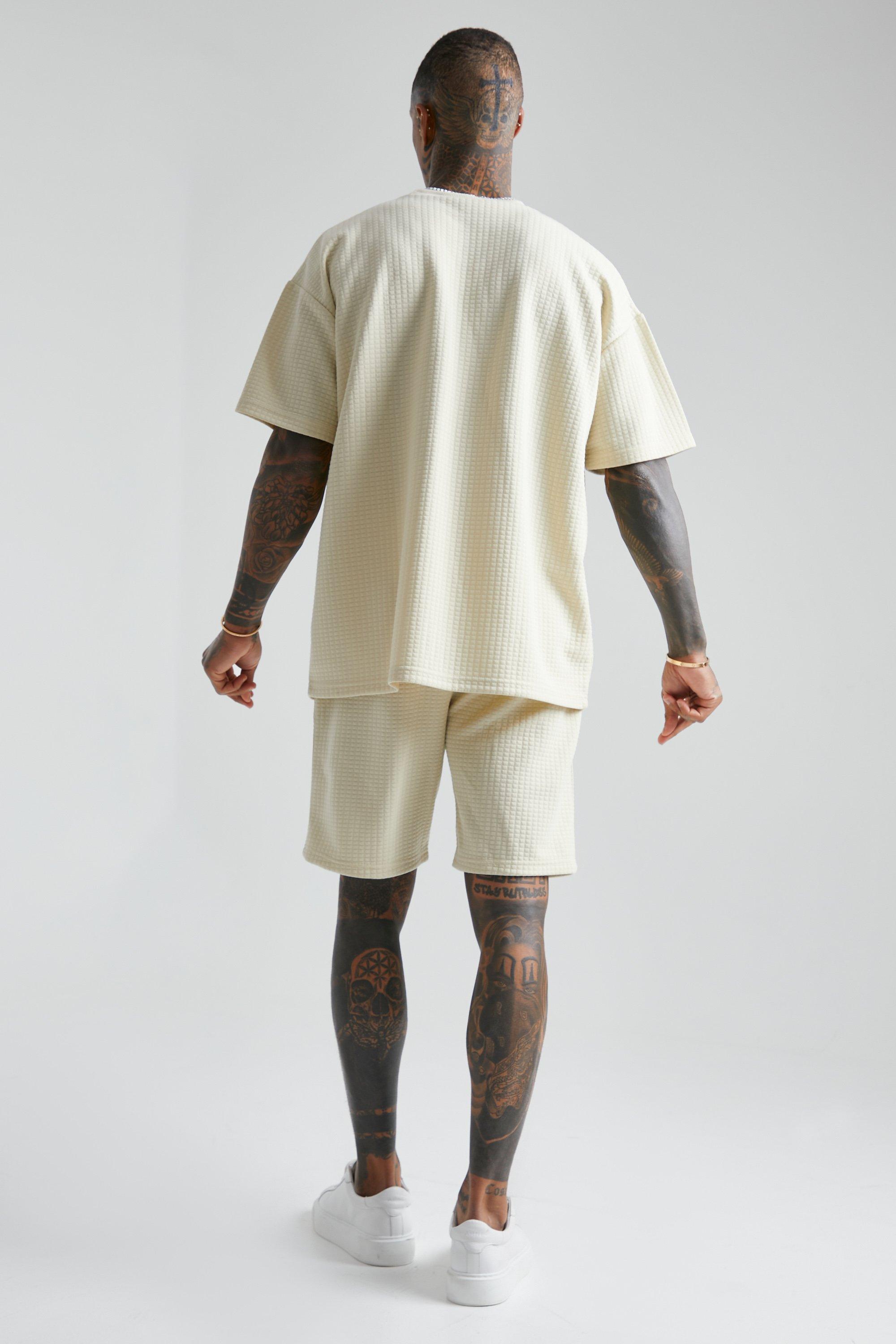 Oversized Waffle T-shirt And Jogger Set