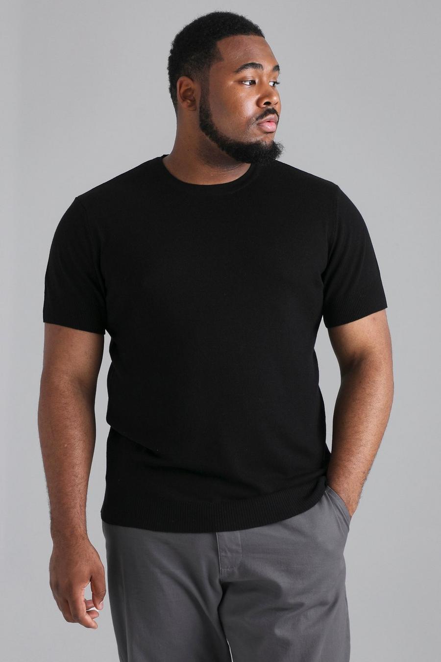 T-shirt Plus Size Basic in maglia riciclata, Black negro