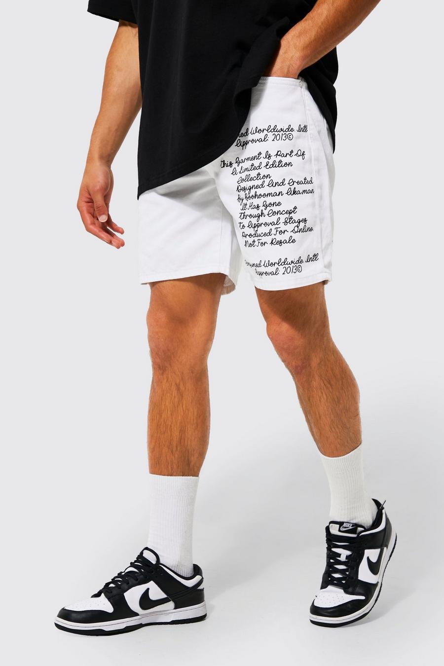 White Denim Baggy Shorts Met Print image number 1