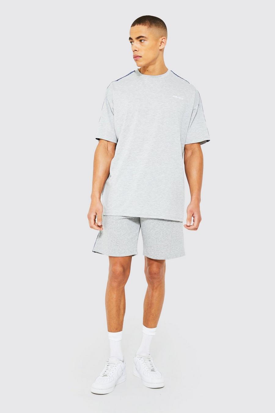 Grey marl grigio Oversized M Tape T-shirt & Short Set