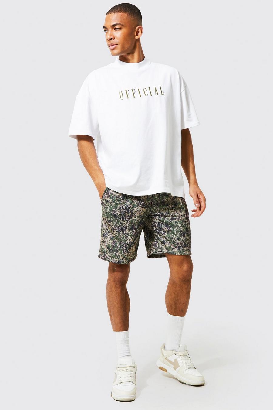 Oversize Official Camouflage T-Shirt und Shorts, Khaki khakifarben