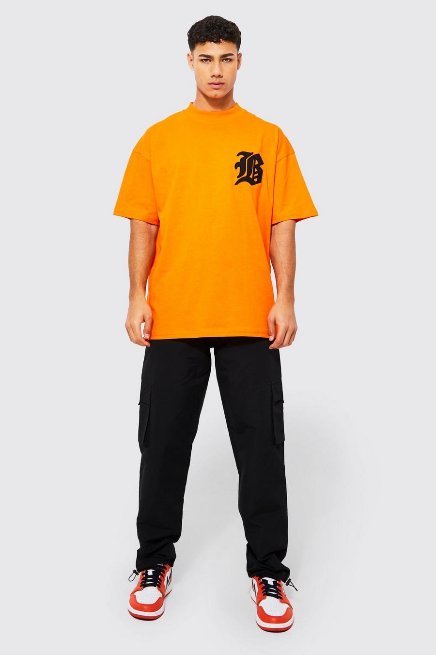Oversize B T-Shirt & Cargo-Hose, Black image number 1