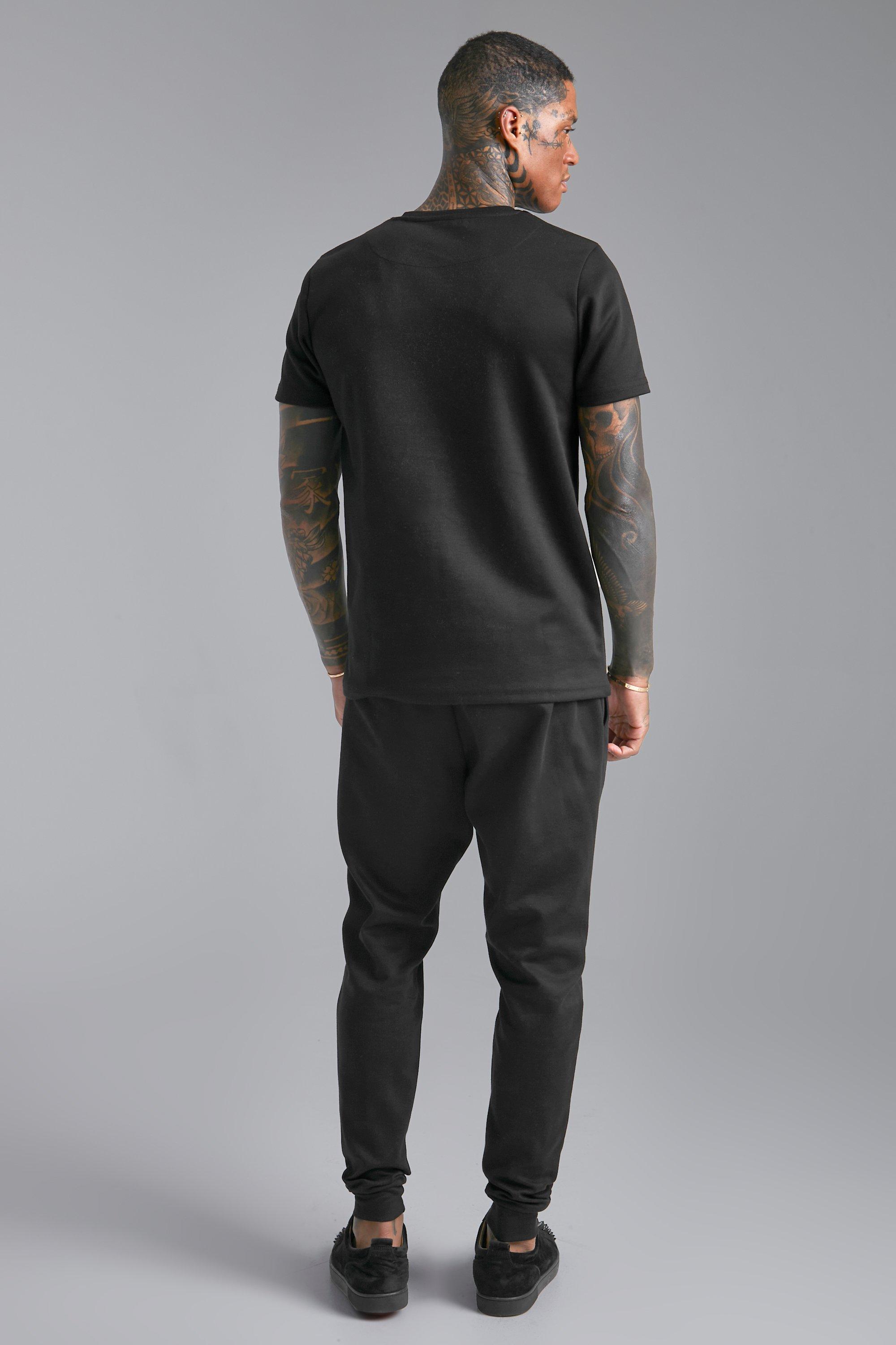 Slim Fit T shirt And Cuffed Jogger Set boohoo