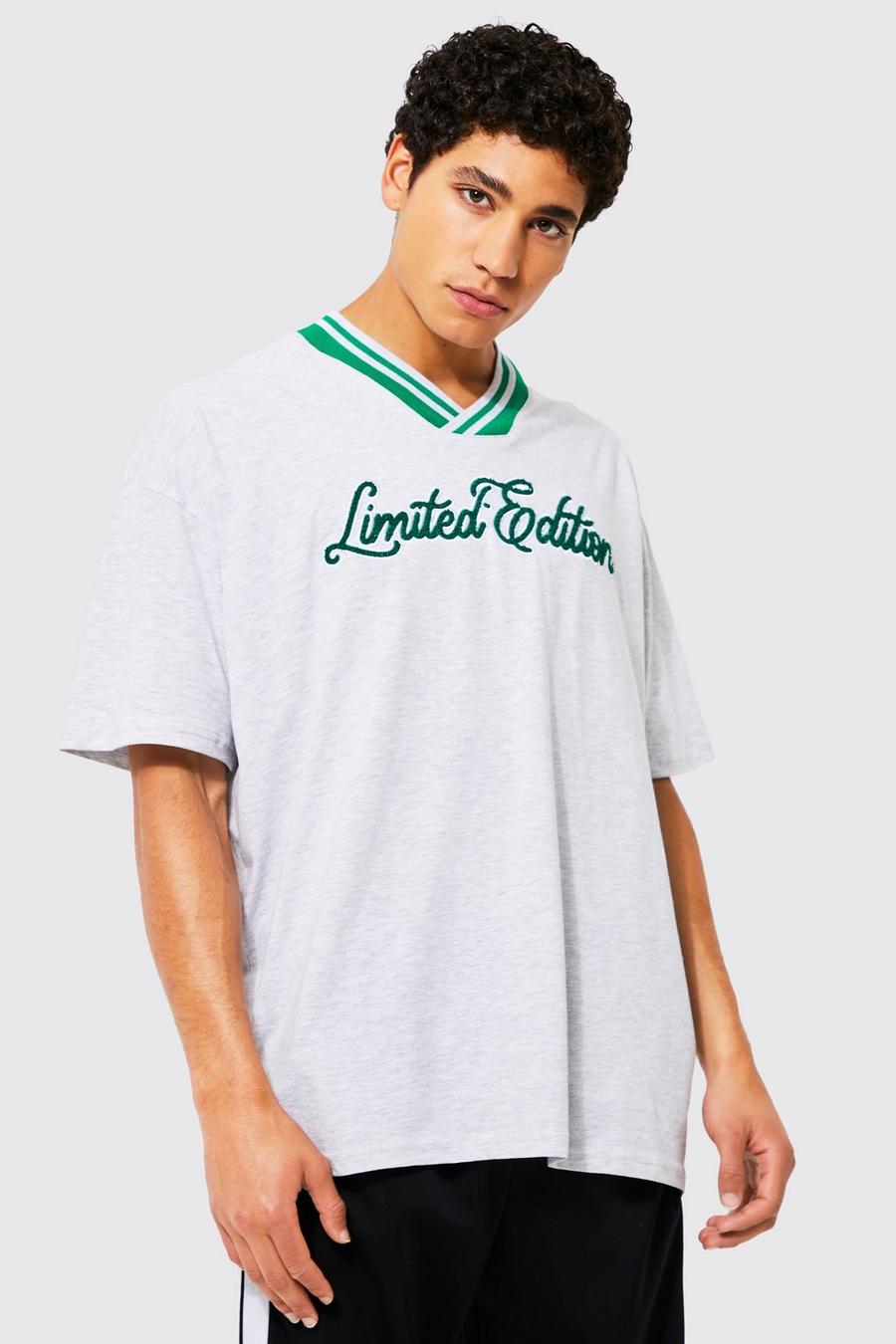 Oversize Limited T-Shirt mit V-Ausschnitt, Ash grey image number 1