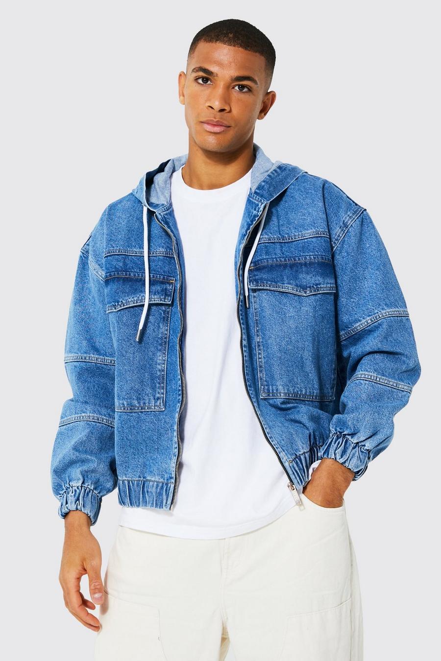 Veste oversize en jean style utilitaire, Light blue image number 1