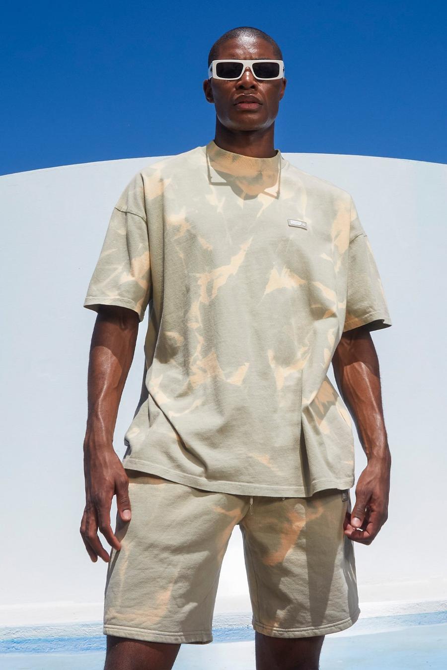 Sand Oversized Man Tie Dye T-shirt And Short Set image number 1