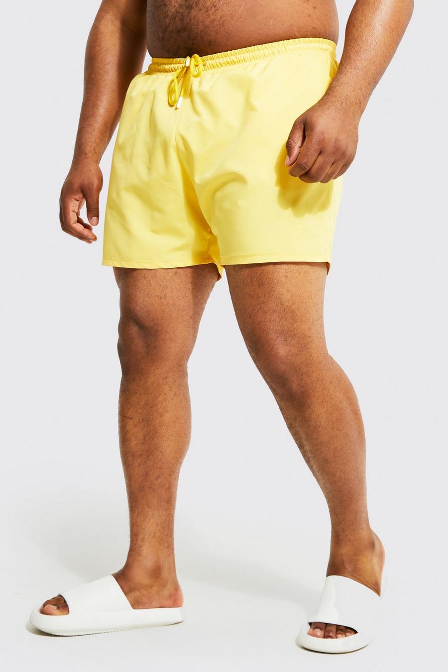 Yellow Plus Man Embroidered Swim Short image number 1