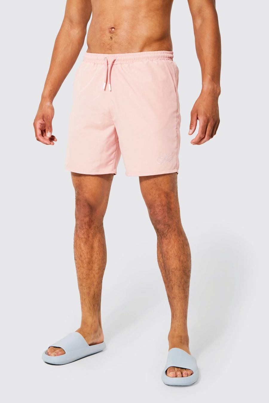 Pink Tall Man Embroidered Swim Short