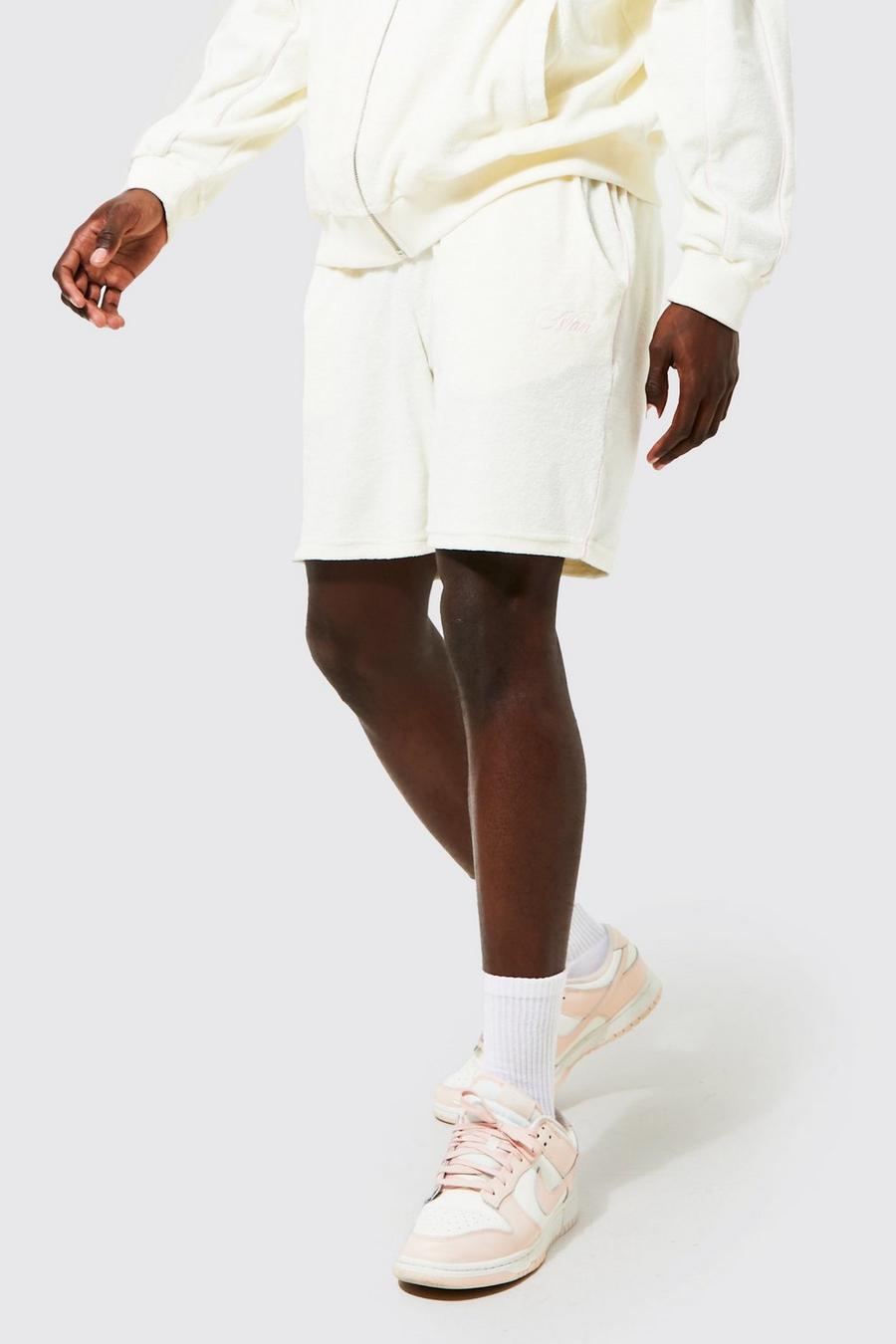 Ecru Loose Towelled Jersey Short With Piping image number 1