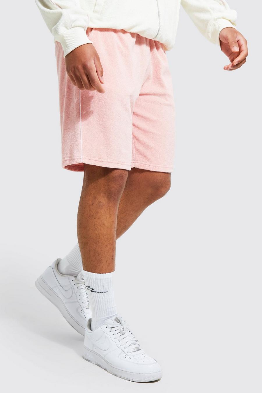 Pink Tall Towelled Jersey Short With Piping image number 1