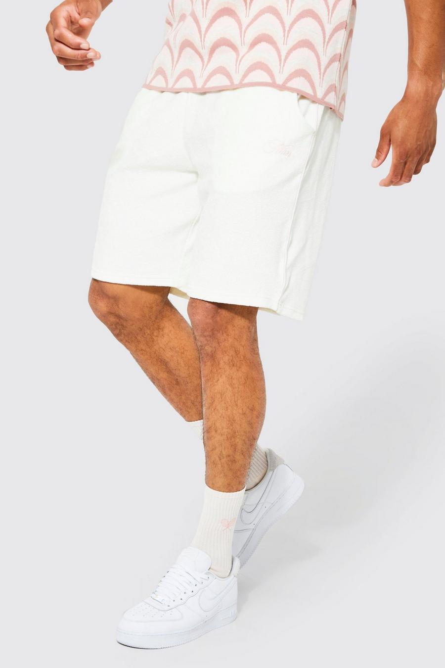 Ecru Tall Towelled Jersey Short With Piping image number 1