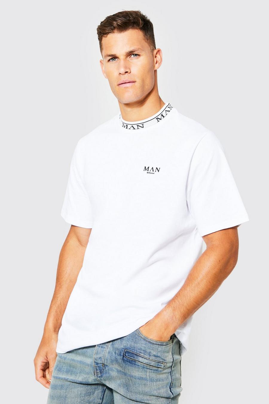 Tall geripptes Man Romans T-Shirt, White image number 1