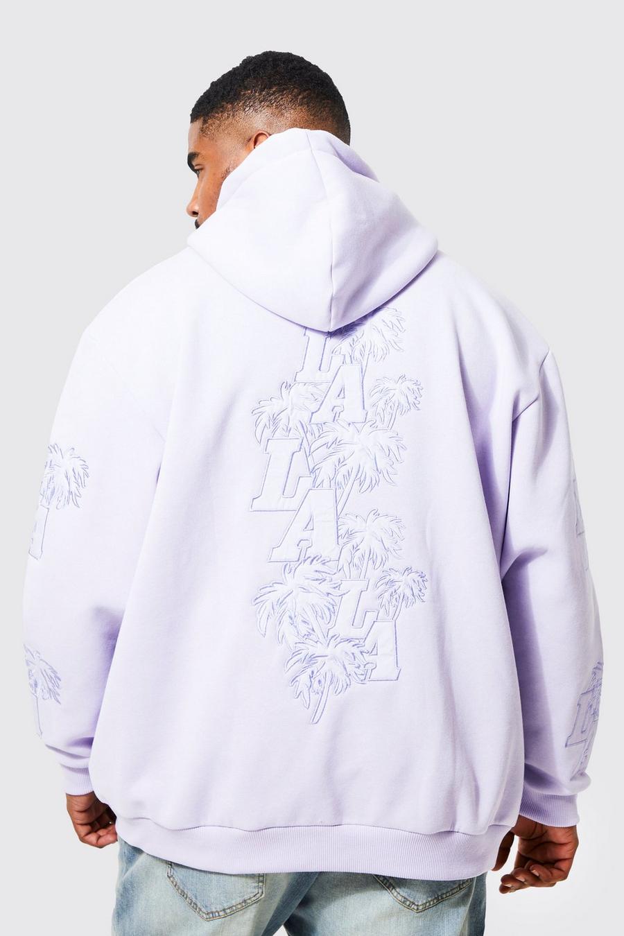 Lilac Plus Loose Fit Varsity Embroidered Hoodie image number 1