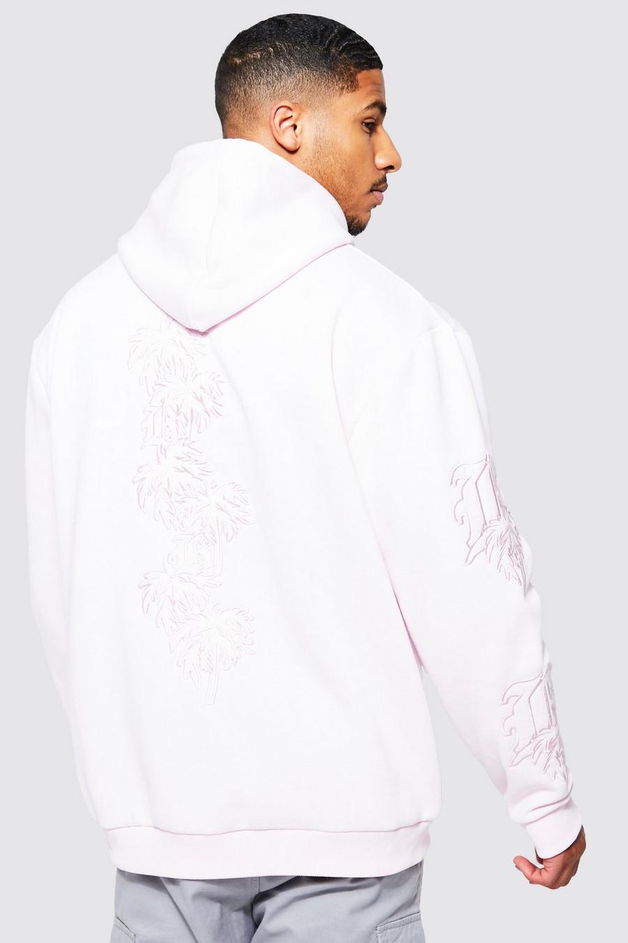 Light pink Tall Loose Fit Palm Embroidered Hoodie image number 1