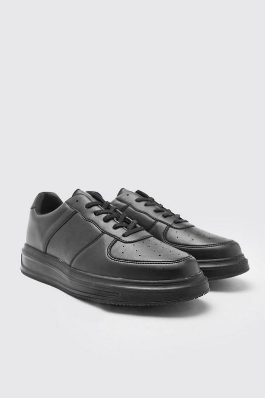 Boohoo Tonal Panelled Faux Leather Trainer in Black for Men Womens Shoes Trainers Low-top trainers 