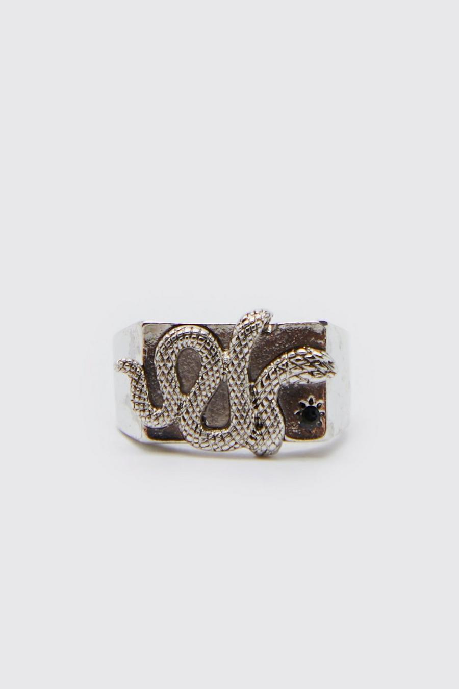 Silver Snake Signet Ring