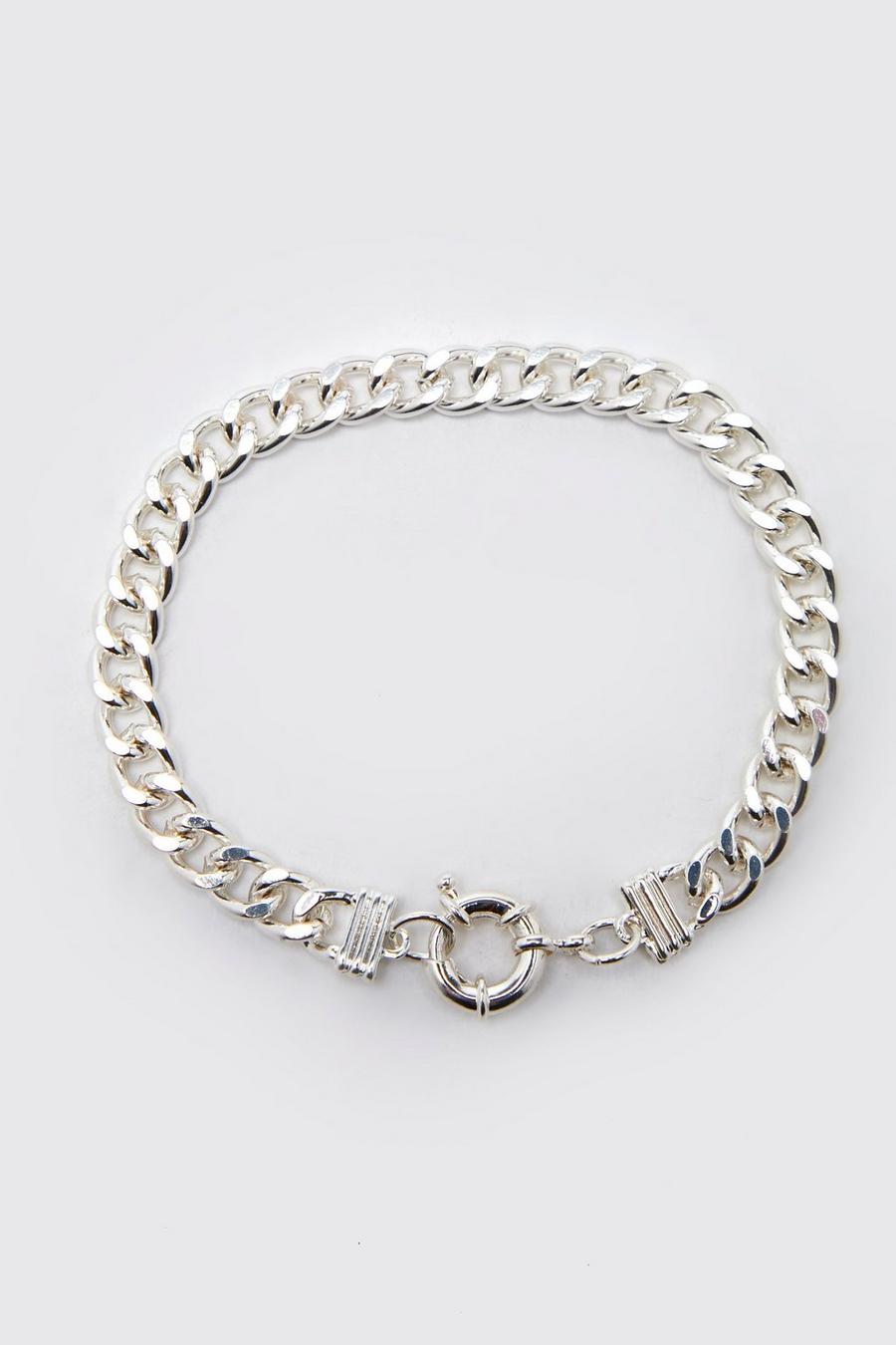 Silver Chunky Chain And Padlock Bracelet