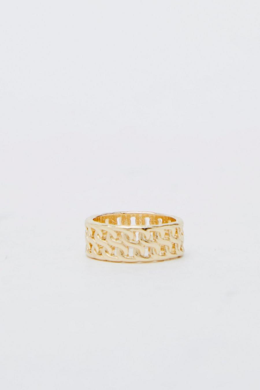 Gold metallic Double Chain Ring