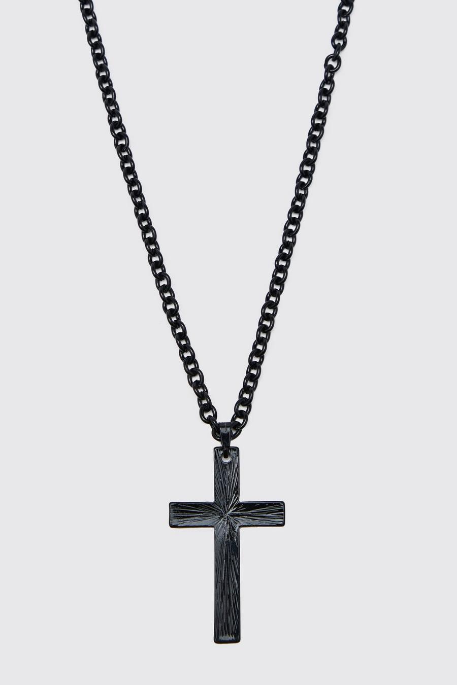 Black Cross Pendant Necklace image number 1