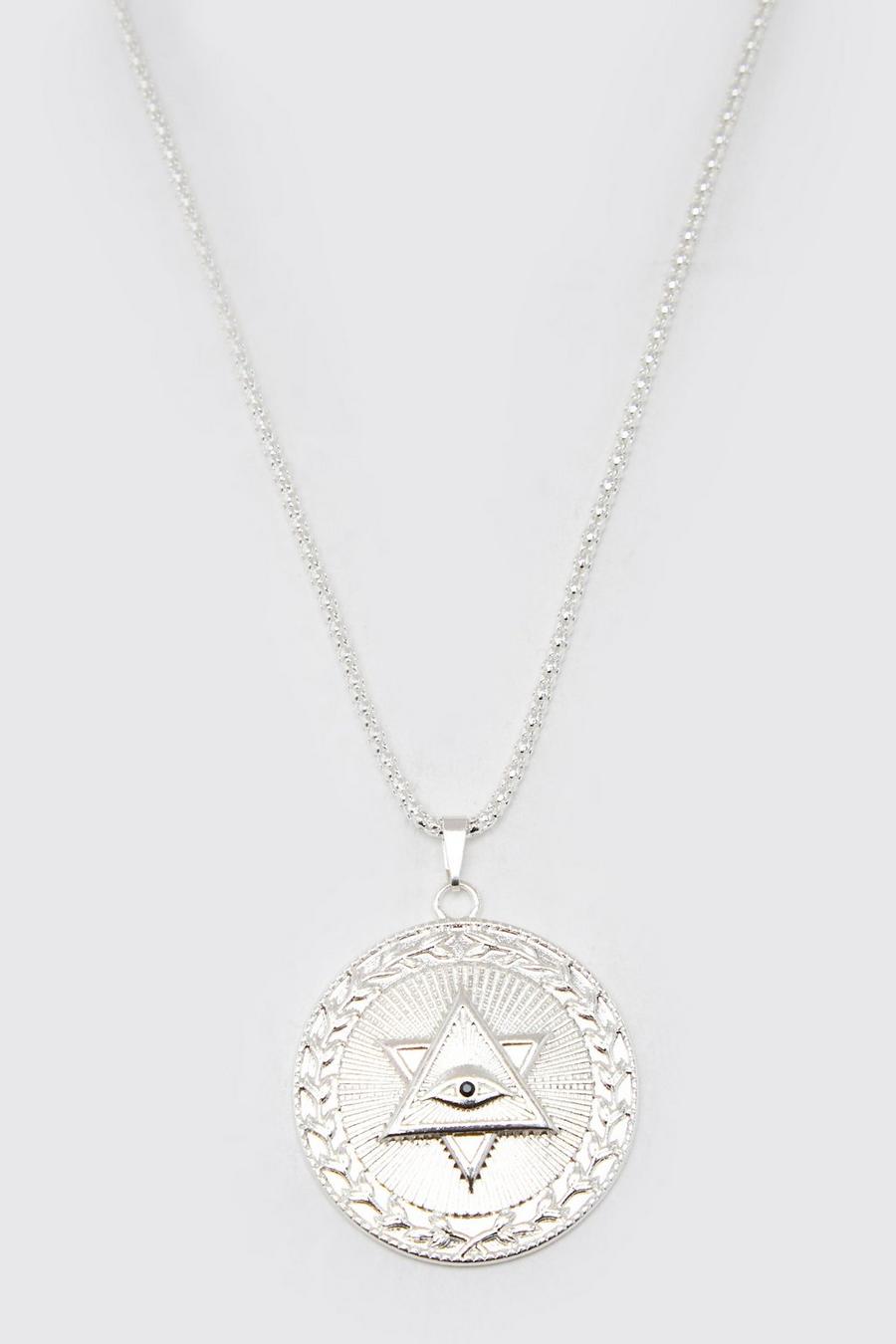 Silver Embossed Pendant Necklace image number 1